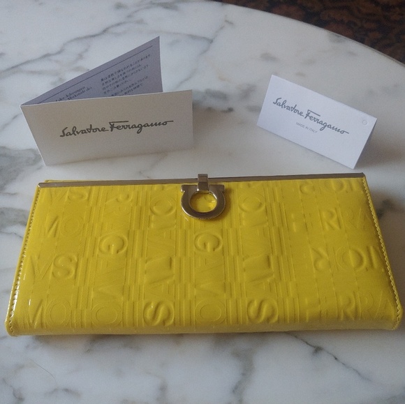 Salvatore Ferragamo Handbags - Brand new Ferragamo wallet in patent limone yellow